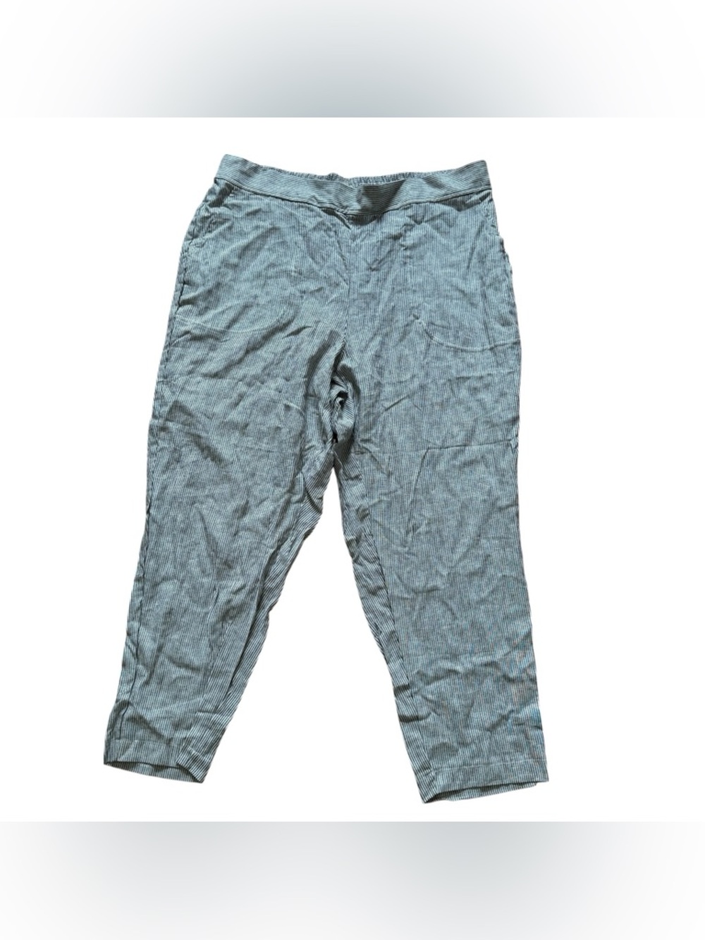 Max Studio Linen Blend Striped Pants Pull on Coastal Grandma Nautical 2X